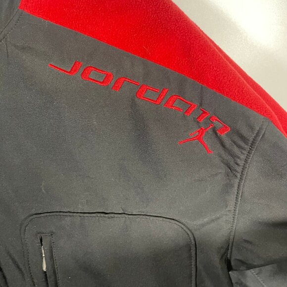 Air Jordan Full Zip Jacket Hood Mens Large Black Red 23 Heavy Pockets Fleece - Picture 3 of 12